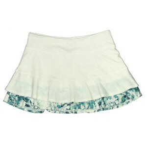 Lija 14" skirt Women's Match Skort Layered Tennis white blue multi sz LARGE